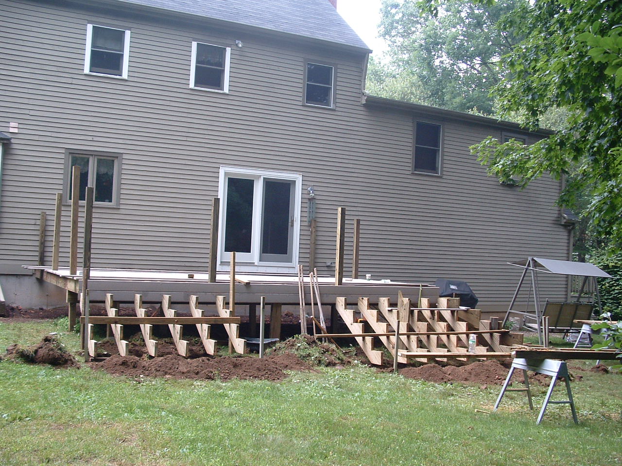  decking boards. We also added wrap around stairs and a built-on bench